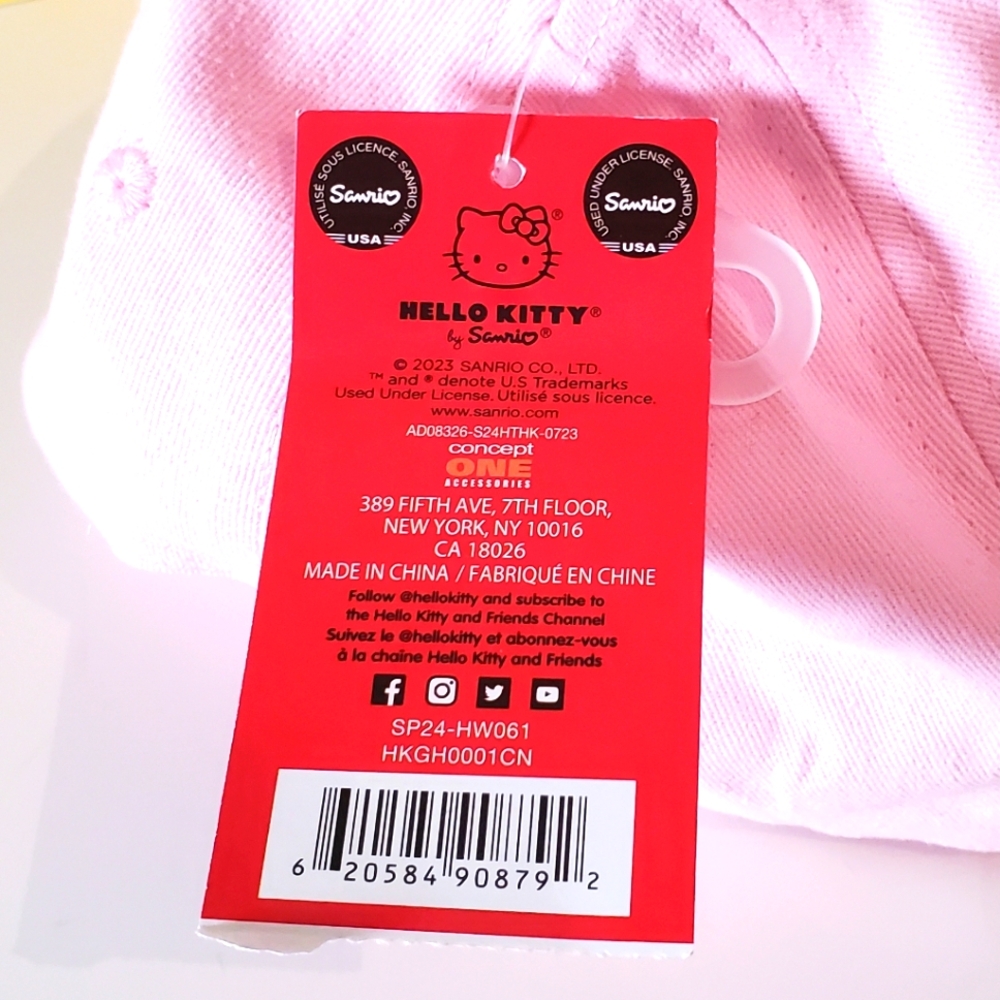 Hello Kitty Embroidered Baseball Hat, Size 4-6X, Pink, Cream & Rainbow Colors. - Picture 3 of 5